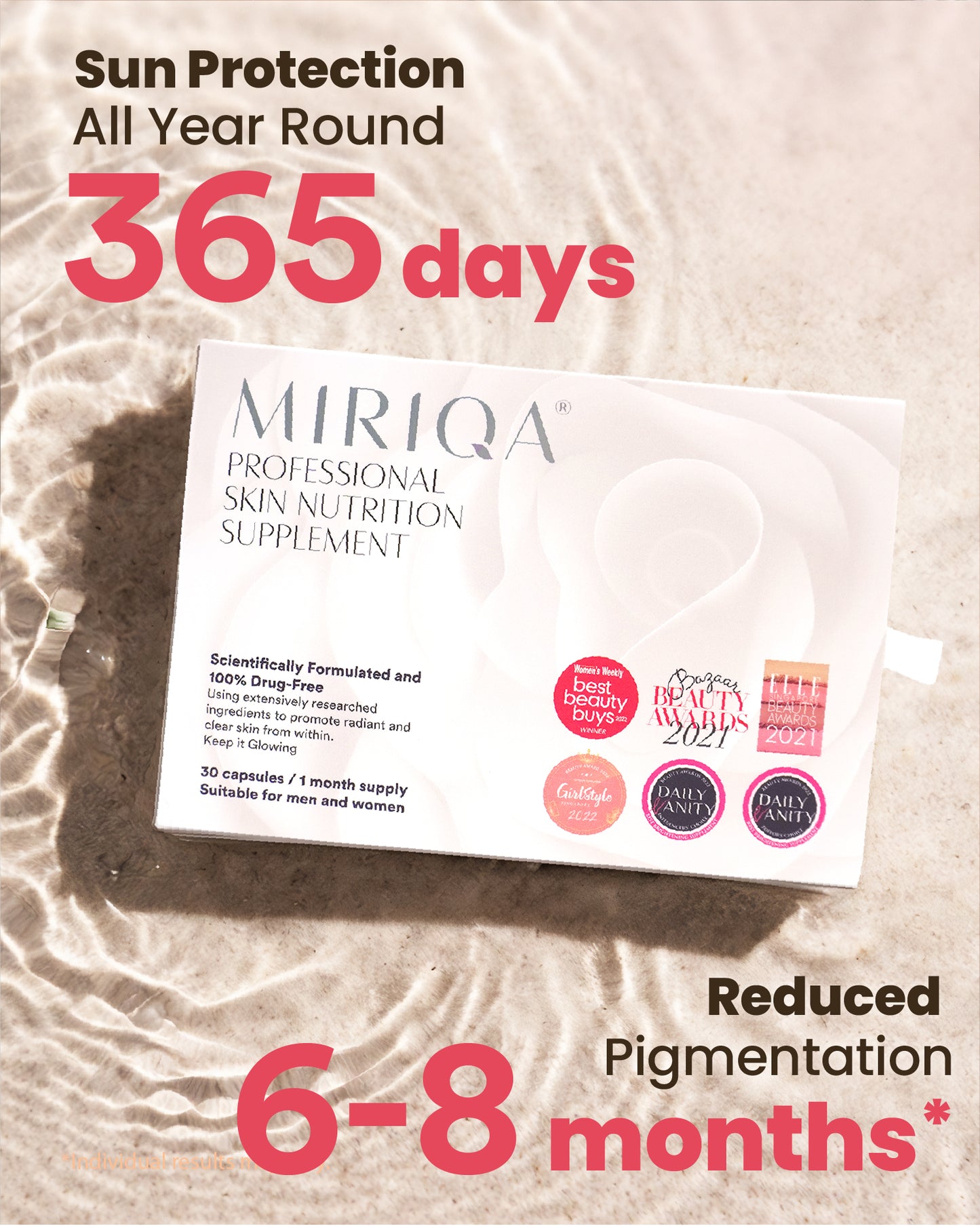 MIRIQA® Professional Skin Nutrition Supplement (Oral Sunblock)
