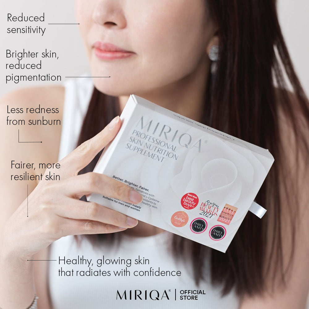 MIRIQA Skin Benefits - Healthy, Glowing Skin that radiates with confidence. Less Redness from sunburn