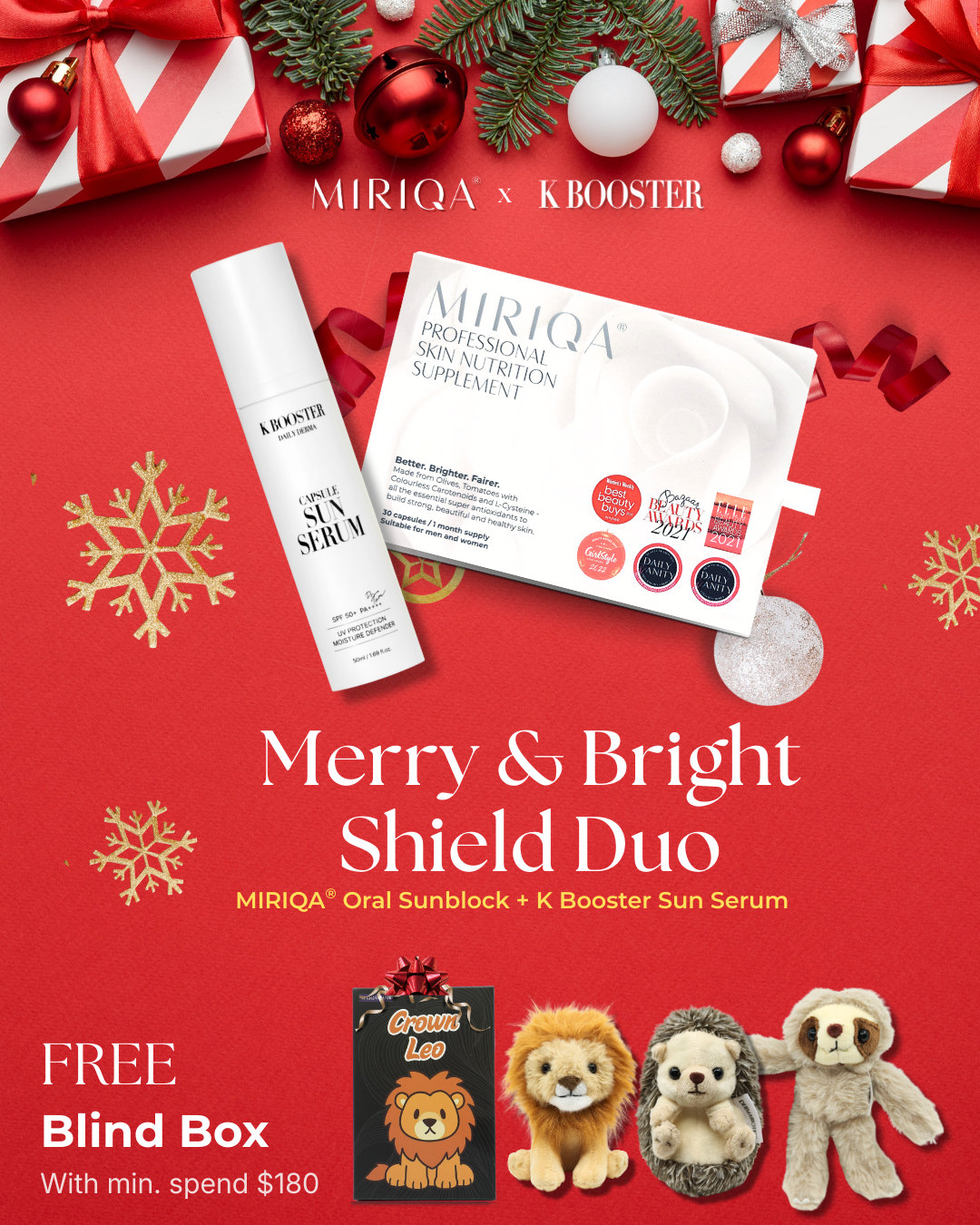 Merry & Bright Duo: MIRIQA® Skin Oral Sunblock + K Booster Capsule Sun Serum